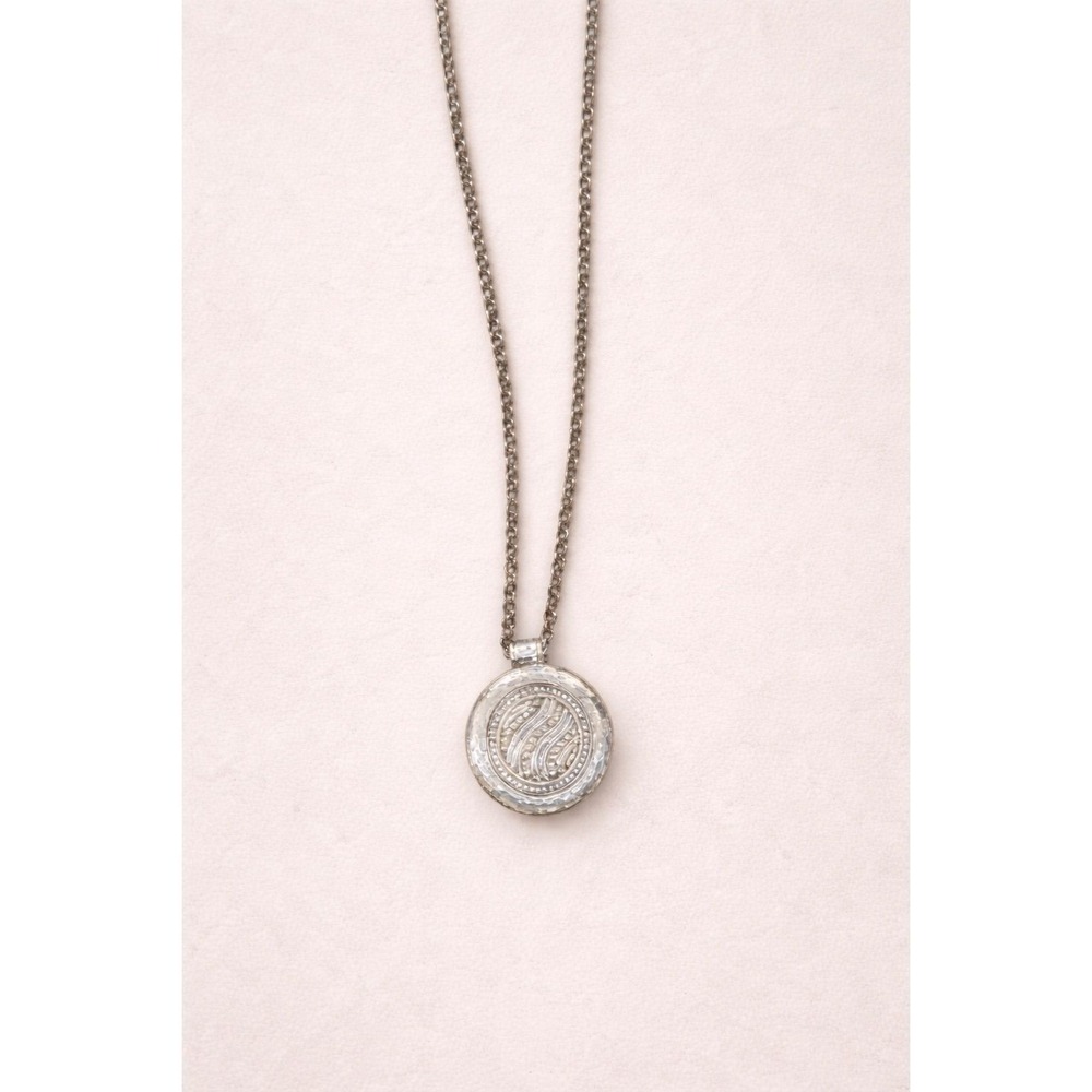 Brighton Portal Necklace Womens OS Silver Reversible Hammered Scroll Pendant